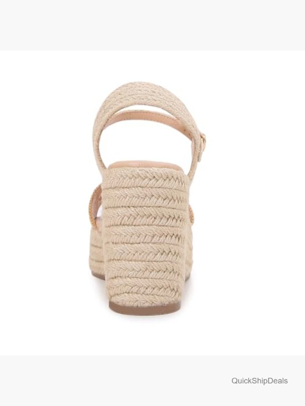 Espadrille Wedge Sandals Raffia Strap Ankle Buckle Platform Open Toe Summer - Picture 6 of 7